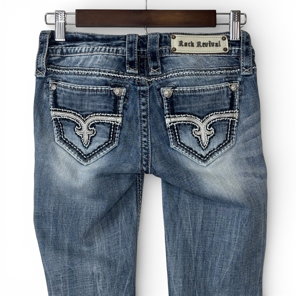 Rock Revival Blair Skinny Jeans 26 Heavy Stitch Flap Pocket 30 Inseam - Picture 10 of 15